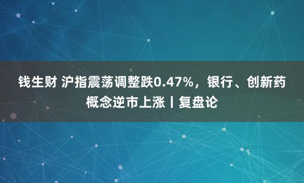 钱生财 沪指震荡调整跌0.47%，银行、创新药概念逆市上涨丨复盘论